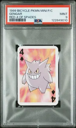 Gengar Pokemon Playing Card Poker Mini Bicycle 4 Spades 1999 Nintendo WOTC PSA 9 - Image 1