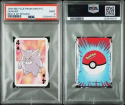 Gengar Pokemon Playing Card Poker Mini Bicycle 4 Spades 1999 Nintendo WOTC PSA 9 - Image 3