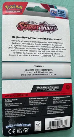 POKEMON TCG SCARLET & VIOLET PACK, ESPATHRA PROMO CARD & BLACK COIN - Image 2