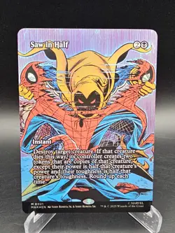 Saw in Half Borderless Foil Marvel Spider-man M 0021 MAR EN MTG NM Pack Fresh - Image 1
