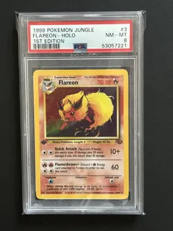 1999 Pokemon Jungle 1st Edition Flareon #3 English Holo Rare 3/64 PSA 8 Vintage - Image 1