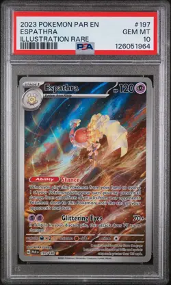 Pokemon TCG 2023 Espathra Holo Card 197/182 Sv04: Paradox Rift PSA 10 - Image 1
