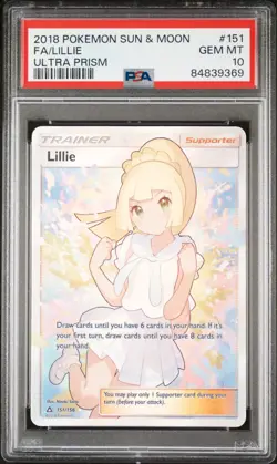 Pokemon Lillie Full Art 2018 Sun & Moon Ultra Prism #151 PSA 10 Gem Mint - Image 1