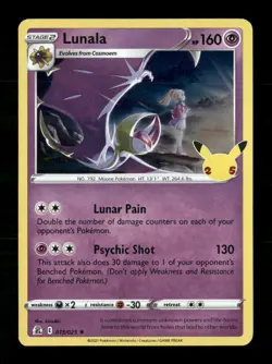 Lunala Holo Holo Rare Celebrations 015/025 NM Pokemon NM - Image 1