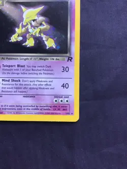 Pokemon Cards: Team Rocket 1st Edition Rare Holo: Dark Alakazam 1/82 - Image 5