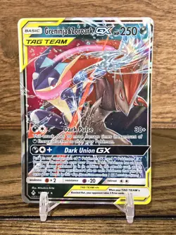 Pokemon Unbroken Bonds Greninja & Zoroark GX 107/214 Ultra Rare SM Holo Card LP - Image 1