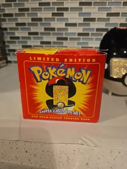 23K Gold Plated PIKACHU Trading Card 1999 Burger King Pokemon Ball w/Box - Image 2