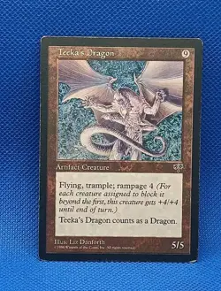 MTG Magic the Gathering Teeka's Dragon Card Mirage MP Rare Artifact Vtg 1996 - Image 1