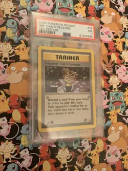 PSA 7 2000 Pokemon Rocket Imp Oak’s Revenge 1st Edition Trainer TCG Game Card - Image 1