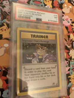 PSA 7 2000 Pokemon Rocket Imp Oak’s Revenge 1st Edition Trainer TCG Game Card - Image 2
