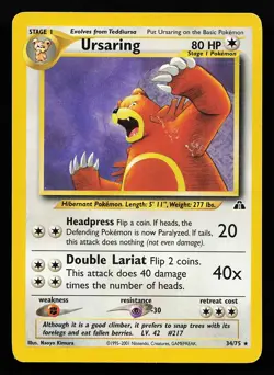 Ursaring 34/75 Non-Holo Rare Neo Discovery Pokemon Card - Image 1