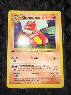 1st Edition Charmeleon 24/102 Base Set Shadowless Pokemon Card Mint - Image 1