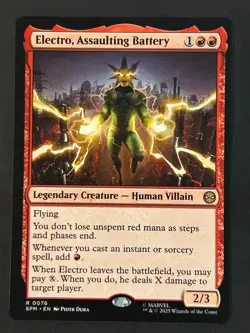 #76 Electro, Assaulting Battery Rare Red 2025 Magic The Gathering MTG Spider-Man - Image 1