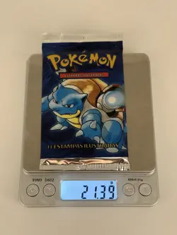 21.39g HEAVYU! 1999 Pokemon Portuguese Base Set Blastoise Booster Pack Sealed - Image 1