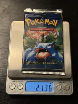 21.35g HEAVYU! 1999 Pokemon Portuguese Base Set Blastoise Booster Pack Sealed - Image 1