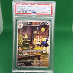 2025 POKEMON WHT EN-WHITE FLARE ILLUSTRATION RARE #155 HERDIER PSA 10 - Image 1