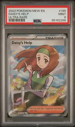 PSA 9 Mint 2023 Pokemon Mew En Daisy's Help 195/165 Ultra Rare - Image 1