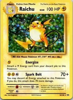 Raichu LV.40 36/108 XY: Evolutions Holo Rare Pokemon Card NM - Image 1