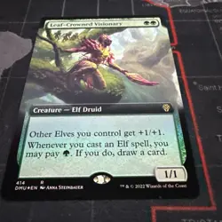 Leaf-Crowned Visionary - Foil - Extended Art - Dominaria United #414 MTG Magic T - Image 3