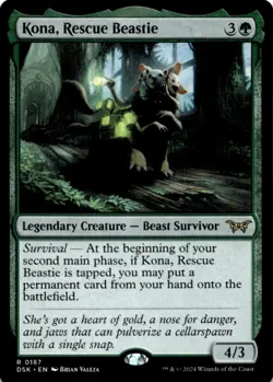 MTG Kona, Rescue Beastie (0187) Normal NM Duskmourn: House of Horror Magic 187 - Image 1