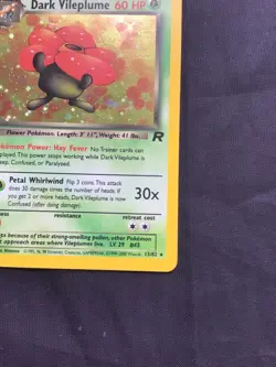 Pokemon Cards: Team Rocket 1st Edition Rare Holo: Dark Vileplume 13/82 - Image 5