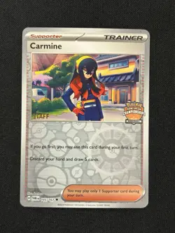 Carmine 145/167 Regional Championships STAFF Promo Pokemon Card - Image 1