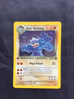 Pokemon Cards: Team Rocket 1st Edition Rare Holo: Dark Machamp 10/82 - Image 1