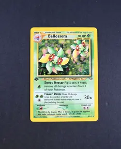 NM- 1st Edition Bellossom Holo 3/111 Neo Genesis Pokemon Card Swirl - Image 1