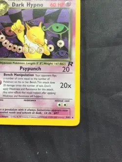 Pokemon Cards: Team Rocket 1st Edition Rare Holo: Dark Hypno 9/82 - Image 5