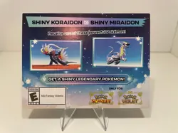 Shiny Koraidon or Miraidon Pokemon Scarlet Violet Gamestop Code Card Unscratched - Image 1