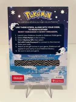 Shiny Koraidon or Miraidon Pokemon Scarlet Violet Gamestop Code Card Unscratched - Image 2