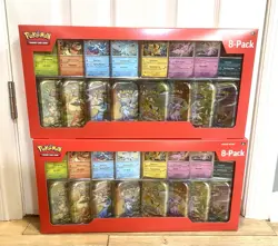 Pokemon Prismatic Evolutions 8 Mini-Tins w Promo Cards Costco - Lot Of 2 - Image 1
