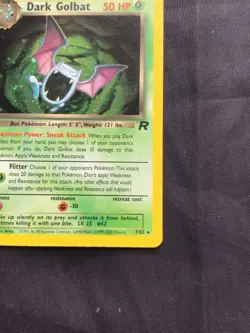 Pokemon Cards: Team Rocket 1st Edition Rare Holo: Dark Golbat 7/82 - Image 5