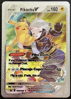 Pikachu V Basic Silver Foil Fan Art Vinyl Collector Pokemon Card Costumed - Image 1