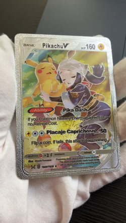 Pikachu V Basic Silver Foil Fan Art Vinyl Collector Pokemon Card Costumed - Image 2