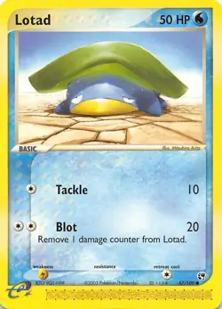 LOTAD 67/100 - NON-HOLO - COMMON - EX Sandstorm - E-Reader Pokemon Card - NM - Image 1