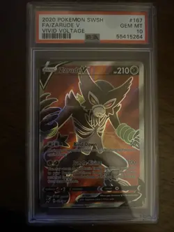 2020 Pokemon SWSH Vivid Voltage Full Art Zarude v #188 PSA 10 Gem Mint - Image 1