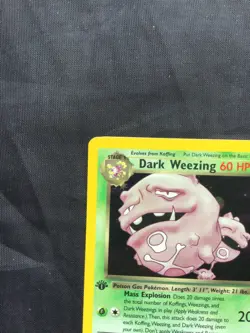 Pokemon Cards: Team Rocket 1st Edition Rare Holo: Dark Weezing 14/82 - Image 3