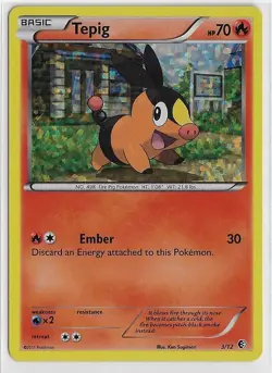 POKEMON B&W FIRST PARTNER LP HOLO Gen5 STARTER McDonald's *2011* PROMO #3 TEPIG - Image 1