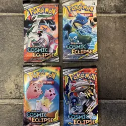 Pokemon TCG Sun and Moon Cosmic Eclipse Booster Pack Full Art Set 4 Packs SEALED - Image 1
