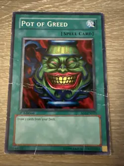 Yu-Gi-Oh Pot of Greed 1st Edition SD3-EN019 Crease - Image 1