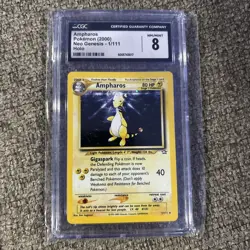 CGC 8 Ampharos 1/111 Neo Genesis Holo Rare Pokemon Graded Card - Image 1