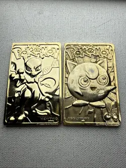 Vintage 1999 Burger King Pokemon 23k Gold Plated Mewtwo & Jigglypuff Card - Image 1