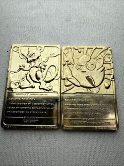 Vintage 1999 Burger King Pokemon 23k Gold Plated Mewtwo & Jigglypuff Card - Image 2