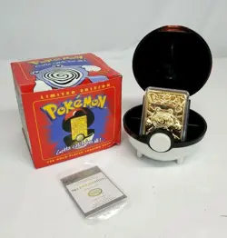 1999 Burger King POKEMON #61 POLIWHIRL Gold-Plated TRADING CARD w Ball & BOX LE - Image 1