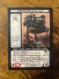 Battletech CCG TCG Card Game Rare Mechwarrior Expansion Prometheus - Image 1