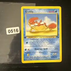 Pokemon Card Krabby 51/62 Fossil Set - Image 1