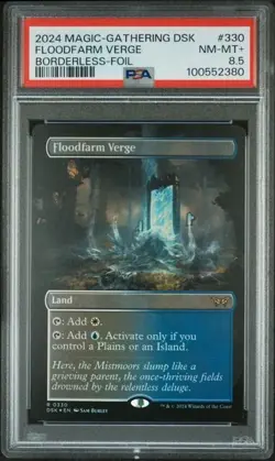 MTG Floodfarm Verge Borderless FOIL Duskmourn: House of Horror (DSK) PSA 8.5 - Image 1
