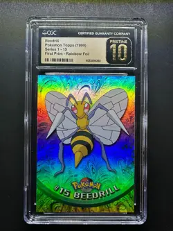 topps Pokemon TV Animation Edition Series 1 Rainbow Foil #16 Beedrill Pristine - Image 1
