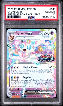 2025 POKEMON PRE EN-PRISMATIC EVOLUTION SURPRISE BOX EXCLUSIVE SYLVEON EX PSA 10 - Image 1